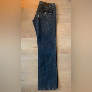 Vintage worn 90s Valentino RED Straight Leg Blue Jeans Size 30x30 Made in Italy